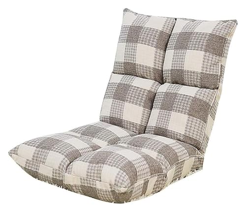 CSYQPDMBDL Bodenstuhl Faltbar, Bodenstuhl mit Verstellbarer, Einzelzimmer Klappbodenstuhl mit Rückenlehne Kleines Sofa for Erkerfenster(Apricot Grid) von CSYQPDMBDL