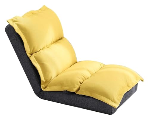 CSYQPDMBDL Bodenstuhl Faltbar, Bodenstuhl mit Verstellbarer, Ergonomischer Bodenstuhl mit doppelter Rückseite und einstellbarem Winkel for Wohnzimmer-Schlafzimmer(Gray Yellow,Small) von CSYQPDMBDL