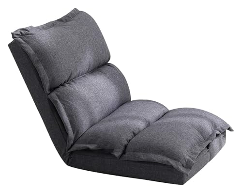 CSYQPDMBDL Bodenstuhl Faltbar, Bodenstuhl mit Verstellbarer, Ergonomischer Bodenstuhl mit doppelter Rückseite und einstellbarem Winkel for Wohnzimmer-Schlafzimmer(Grey,Large) von CSYQPDMBDL