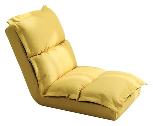 CSYQPDMBDL Bodenstuhl Faltbar, Bodenstuhl mit Verstellbarer, Ergonomischer Bodenstuhl mit doppelter Rückseite und einstellbarem Winkel for Wohnzimmer-Schlafzimmer(Yellow,Small) von CSYQPDMBDL