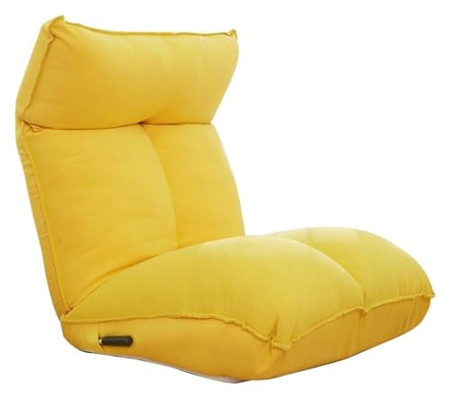 CSYQPDMBDL Bodenstuhl Faltbar, Bodenstuhl mit Verstellbarer, Faltbarer einzelner Bodenstuhl 14 Gänge justierbarer Meditationsstuhl mit Rückenlehne(Yellow) von CSYQPDMBDL