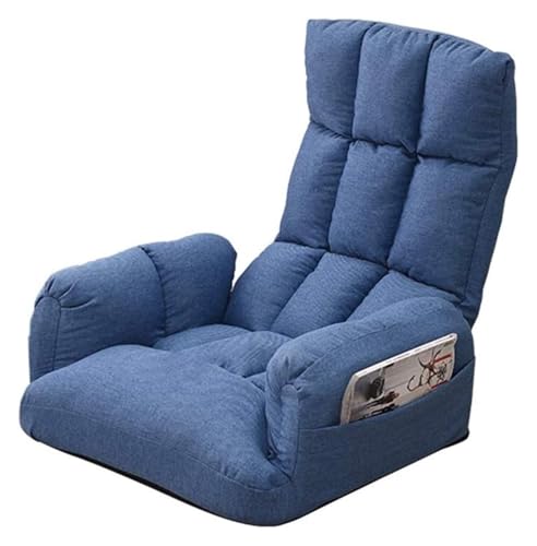 CSYQPDMBDL Bodenstuhl Faltbar, Bodenstuhl mit Verstellbarer, Klappbarer Bodenstuhl mit Armlehnen, Meditationsbodenstuhl, abnehmbar und waschbar(Blue) von CSYQPDMBDL