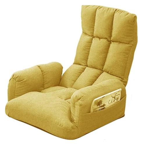 CSYQPDMBDL Bodenstuhl Faltbar, Bodenstuhl mit Verstellbarer, Klappbarer Bodenstuhl mit Armlehnen, Meditationsbodenstuhl, abnehmbar und waschbar(Yellow) von CSYQPDMBDL