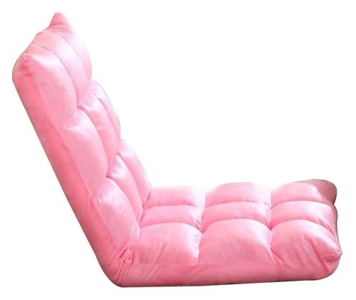 CSYQPDMBDL Bodenstuhl Faltbar, Bodenstuhl mit Verstellbarer, Klappbarer Computerstuhl auf dem Bett 5 Gänge einstellbare Ergonomie Bodensofa(Light red) von CSYQPDMBDL