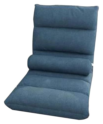 CSYQPDMBDL Bodenstuhl Faltbar, Bodenstuhl mit Verstellbarer, Klappbarer Erkerstuhl mit Taillenkissen, einzelnes faules Sofa for Schlafzimmer, Wohnzimmer(Blue) von CSYQPDMBDL