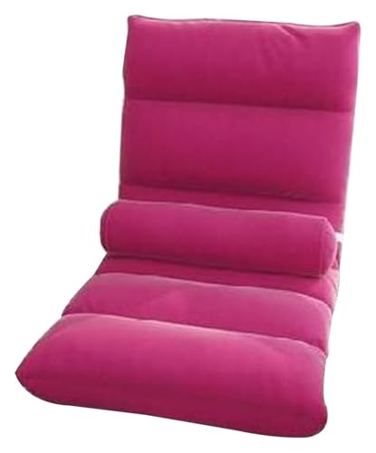 CSYQPDMBDL Bodenstuhl Faltbar, Bodenstuhl mit Verstellbarer, Klappbarer Erkerstuhl mit Taillenkissen, einzelnes faules Sofa for Schlafzimmer, Wohnzimmer(Rose Red) von CSYQPDMBDL