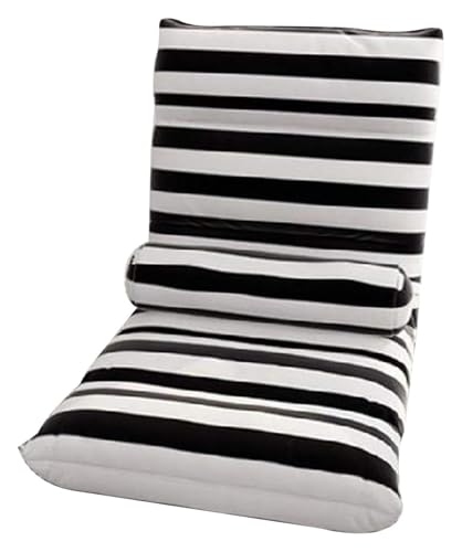 CSYQPDMBDL Bodenstuhl Faltbar, Bodenstuhl mit Verstellbarer, Klappbarer Erkerstuhl mit Taillenkissen, einzelnes faules Sofa for Schlafzimmer, Wohnzimmer(Stripes) von CSYQPDMBDL