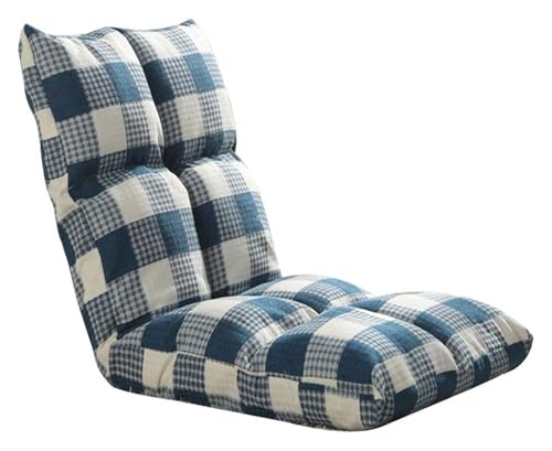 CSYQPDMBDL Bodenstuhl Faltbar, Bodenstuhl mit Verstellbarer, Klappbettsitz, geeignet for Vier Jahreszeiten, for Balkonschlafzimmer(Blue and White Grid) von CSYQPDMBDL