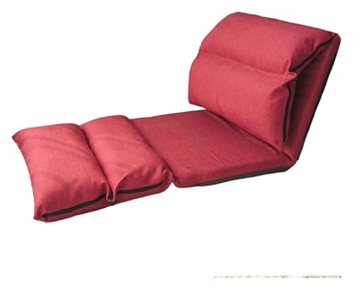 CSYQPDMBDL Bodenstuhl Faltbar, Bodenstuhl mit Verstellbarer, Leicht abnehmbar und waschbar. Bequemes Sitzen, Freizeit-Rückenlehne, Stoffbett(Red) von CSYQPDMBDL