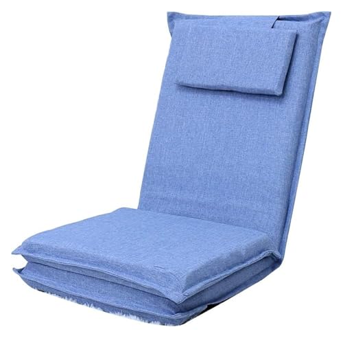 CSYQPDMBDL Bodenstuhl Faltbar, Bodenstuhl mit Verstellbarer, Loungesessel mit Rückenlehne, ergonomischer Bodenstuhl for Erkerfenster-Schlafzimmer(Light Blue) von CSYQPDMBDL