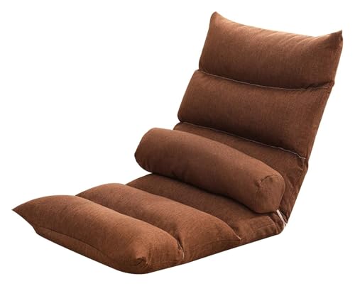 CSYQPDMBDL Bodenstuhl Faltbar, Bodenstuhl mit Verstellbarer, Mit abnehmbarem und waschbarem Taillenkissen Lazy Chair for das Wohnzimmer im Erkerfenster(Brown) von CSYQPDMBDL