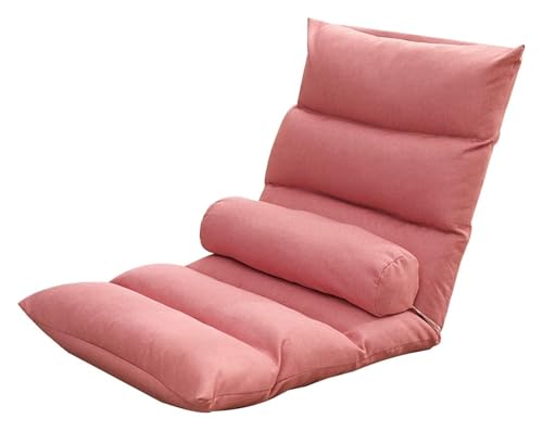 CSYQPDMBDL Bodenstuhl Faltbar, Bodenstuhl mit Verstellbarer, Mit abnehmbarem und waschbarem Taillenkissen Lazy Chair for das Wohnzimmer im Erkerfenster(Light red) von CSYQPDMBDL