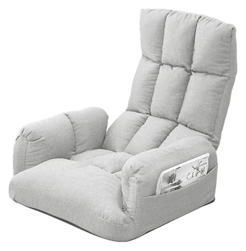 CSYQPDMBDL Bodenstuhl Faltbar, Bodenstuhl mit Verstellbarer, Mit seitlicher Aufbewahrungstasche Klappbarer Bodenstuhl mit Armlehnen Loungesessel(Beige) von CSYQPDMBDL
