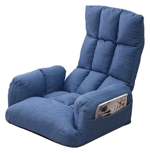 CSYQPDMBDL Bodenstuhl Faltbar, Bodenstuhl mit Verstellbarer, Mit seitlicher Aufbewahrungstasche Klappbarer Bodenstuhl mit Armlehnen Loungesessel(Blue) von CSYQPDMBDL