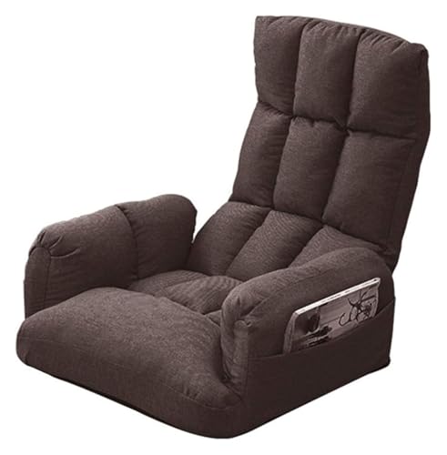 CSYQPDMBDL Bodenstuhl Faltbar, Bodenstuhl mit Verstellbarer, Mit seitlicher Aufbewahrungstasche Klappbarer Bodenstuhl mit Armlehnen Loungesessel(Brown) von CSYQPDMBDL