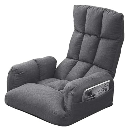 CSYQPDMBDL Bodenstuhl Faltbar, Bodenstuhl mit Verstellbarer, Mit seitlicher Aufbewahrungstasche Klappbarer Bodenstuhl mit Armlehnen Loungesessel(Dark Gray) von CSYQPDMBDL