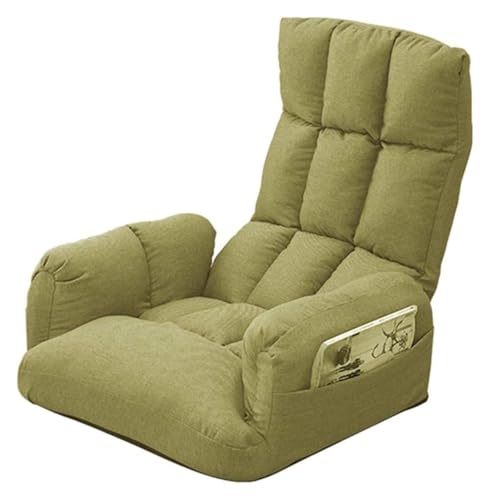 CSYQPDMBDL Bodenstuhl Faltbar, Bodenstuhl mit Verstellbarer, Mit seitlicher Aufbewahrungstasche Klappbarer Bodenstuhl mit Armlehnen Loungesessel(Green) von CSYQPDMBDL