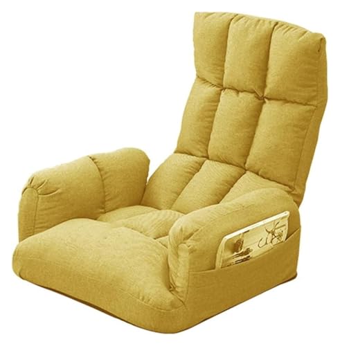 CSYQPDMBDL Bodenstuhl Faltbar, Bodenstuhl mit Verstellbarer, Mit seitlicher Aufbewahrungstasche Klappbarer Bodenstuhl mit Armlehnen Loungesessel(Yellow) von CSYQPDMBDL