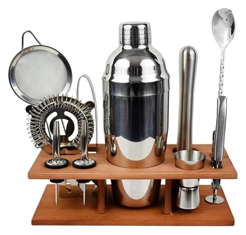 CSYQPDMBDL Cocktail Shaker Set, Cocktail Set, 11 Pcs Cocktail Shaker Set Bartender Kit Mit Stand Edelstahl Bar Werkzeug for Hause(750ml) von CSYQPDMBDL