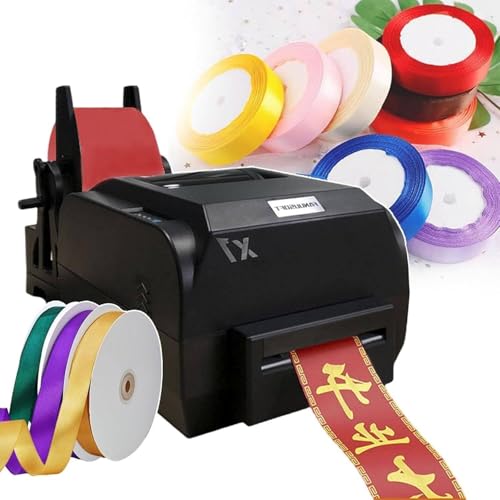 CSYQPDMBDL Digitale Satinband-Druckmaschine, Digitaler Farbbanddrucker mit Farbbandhalter, 25–108mm/12–50mm/12–20mm Breite, Geschwindigkeit 150mm/Sek., unterstützt über 50Sprachen(SingleRow) von CSYQPDMBDL