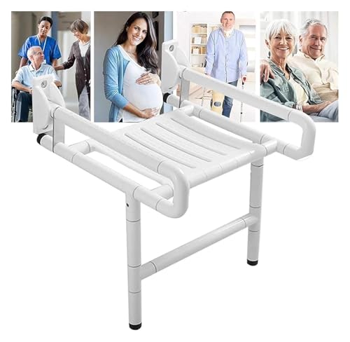 CSYQPDMBDL Duschsitz Klappbar Wandmontage, An der Wand montierter Klapphockerstuhl Hochklappbarer Duschsitz An der Wand montierte hochklappbare Duschstühle for die Innendusche(White) von CSYQPDMBDL