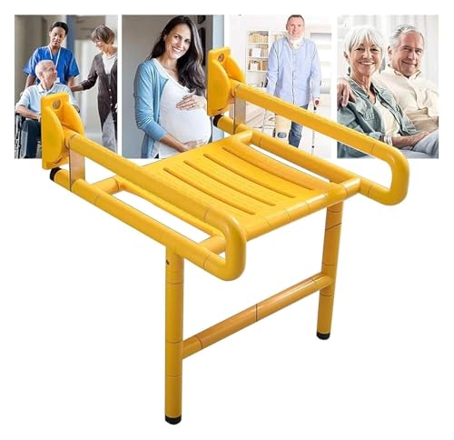 CSYQPDMBDL Duschsitz Klappbar Wandmontage, An der Wand montierter Klapphockerstuhl Hochklappbarer Duschsitz An der Wand montierte hochklappbare Duschstühle for die Innendusche(Yellow) von CSYQPDMBDL