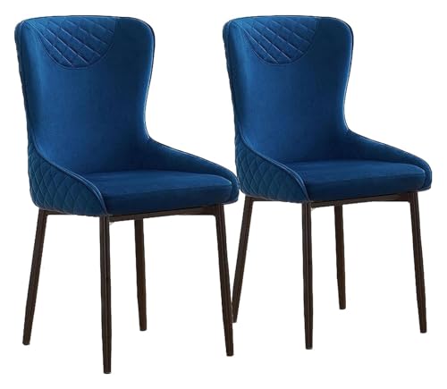 CSYQPDMBDL Esszimmerstühle, Esszimmerstuhl, Esszimmerstühle 2er-Set, Loungesessel for Wohnzimmer und Schlafzimmer mit Samtkissen und Metallbeinen(Blue) von CSYQPDMBDL