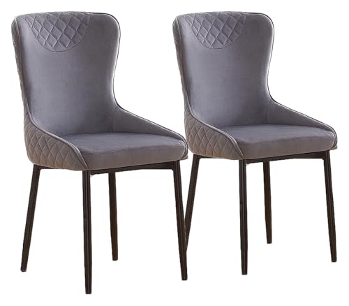 CSYQPDMBDL Esszimmerstühle, Esszimmerstuhl, Esszimmerstühle 2er-Set, Loungesessel for Wohnzimmer und Schlafzimmer mit Samtkissen und Metallbeinen(Grey) von CSYQPDMBDL