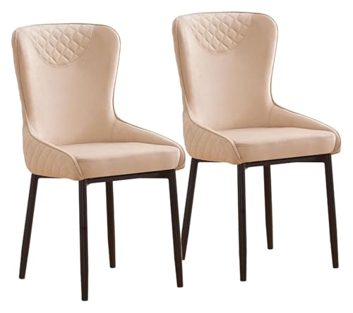 CSYQPDMBDL Esszimmerstühle, Esszimmerstuhl, Esszimmerstühle 2er-Set, Loungesessel for Wohnzimmer und Schlafzimmer mit Samtkissen und Metallbeinen(Milk White Color) von CSYQPDMBDL