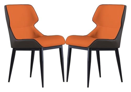 CSYQPDMBDL Esszimmerstühle, Esszimmerstuhl, Esszimmerstühle 2er-Set, mit hoher Rückenlehne und Metallbeinen for Küche, Wohnzimmer, Schlafzimmer, Restaurant(Orange) von CSYQPDMBDL