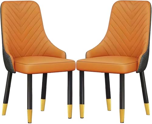 CSYQPDMBDL Esszimmerstühle, Esszimmerstuhl, Esszimmerstühle 2er-Set mit Metallbeinen for Küche, Restaurant, Wohnzimmer(Orange) von CSYQPDMBDL
