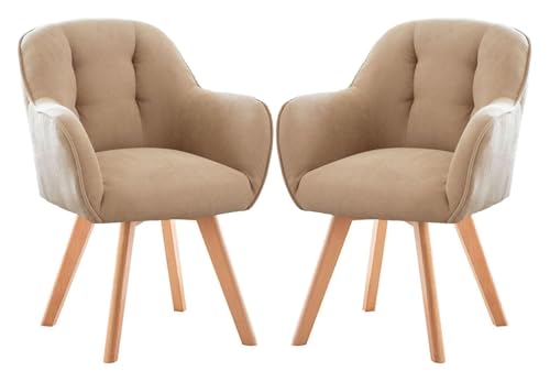 CSYQPDMBDL Esszimmerstühle, Esszimmerstuhl, Esszimmerstühle 2er-Set mit bequemer, verdickter, geschwungener Rückenlehne und Holzbeinen(Khaki) von CSYQPDMBDL