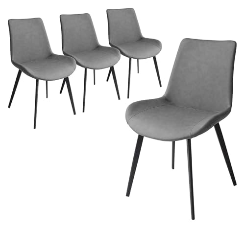 CSYQPDMBDL Esszimmerstühle, Esszimmerstuhl, Esszimmerstühle mit Sitz und Metallbeinen for Küche, Wohnzimmer, Restaurant, Café, Bar(4 Charis Grey) von CSYQPDMBDL