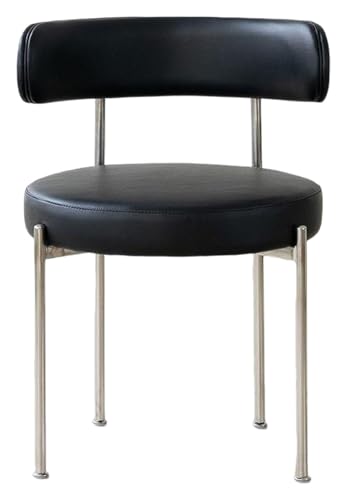 CSYQPDMBDL Esszimmerstühle, Esszimmerstuhl, Küchen-Esszimmerstuhl, runder Stuhl mit gebogener Rückenlehne und Metallbeinen for Wohnzimmer, Schlafzimmer(Black) von CSYQPDMBDL