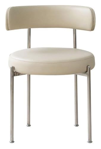 CSYQPDMBDL Esszimmerstühle, Esszimmerstuhl, Küchen-Esszimmerstuhl, runder Stuhl mit gebogener Rückenlehne und Metallbeinen for Wohnzimmer, Schlafzimmer(White) von CSYQPDMBDL