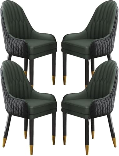 CSYQPDMBDL Moderne 4er Set Küchenstühle Esszimmerstühle Küche Moderne Beistellstühle Polsterstuhl mit Mikrofaserleder (Schwarz + Dunkelgrün) von CSYQPDMBDL