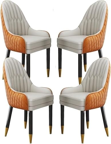 CSYQPDMBDL Modernes 4er Set Küchenstühle Esszimmerstühle Küche Modern Beistellstühle Polsterstuhl mit Mikrofaser-Leder (Orange + Beige) von CSYQPDMBDL