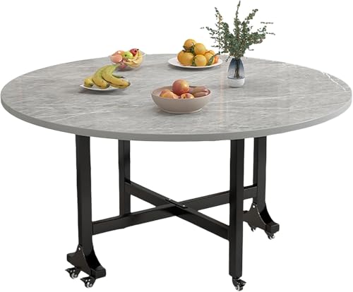 CSYQPDMBDL Runder Esstisch Beistelltisch mit klappbaren Flügeln Retro Küchentisch (Hellgrau, 120 x 75 cm) von CSYQPDMBDL