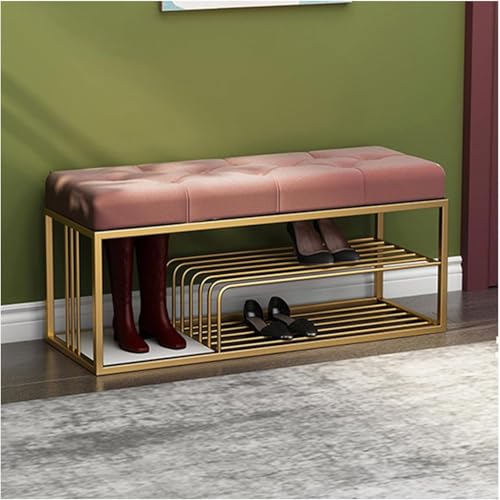 CSYQPDMBDL Schuhbank mit Sitzkissen aus Samt Dreifach Schuhbank für den Eingangsbereich (Rosa, 100 x 30 x 45 cm) von CSYQPDMBDL