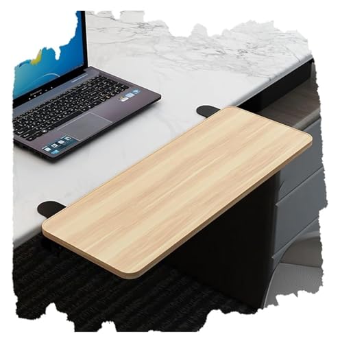CSYQPDMBDL Tastaturablage, Tastaturschublade, Ergonomische Schreibtisch-Extender-Tablett-Klemme auf Tastatur-Plattform Ellenbogen-Arm-Unterstützung(Light Walnut,25"/65cm) von CSYQPDMBDL