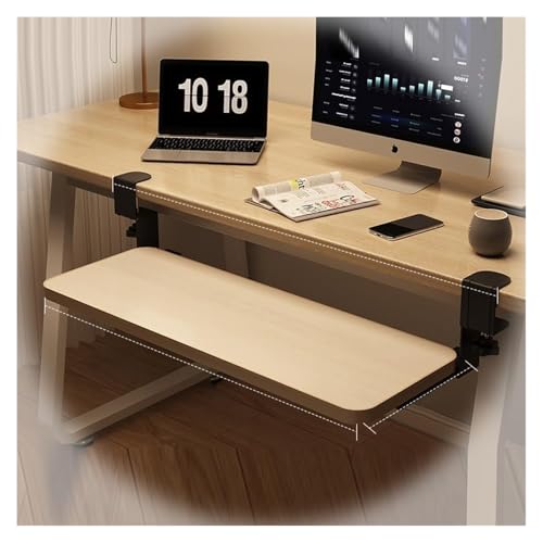 CSYQPDMBDL Tastaturablage, Tastaturschublade, Herausziehbare Tastaturablage, verschiebbare Computertastaturschublade, Ergonomie, Schreibtischverlängerung(Oak,52 * 24cm(20 * 9in)) von CSYQPDMBDL