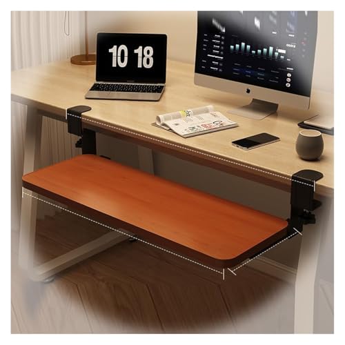 CSYQPDMBDL Tastaturablage, Tastaturschublade, Herausziehbare Tastaturablage, verschiebbare Computertastaturschublade, Ergonomie, Schreibtischverlängerung(Teak,65 * 24cm(25 * 9in)) von CSYQPDMBDL