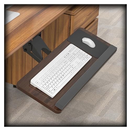 CSYQPDMBDL Tastaturablage, Tastaturschublade, Höhenverstellbare Tastaturablage, ergonomischer, neigbarer Tastaturständer, Computer-Tippplattform(Walnut,65CM/25IN) von CSYQPDMBDL