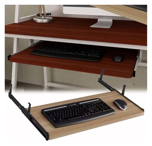 CSYQPDMBDL Tastaturablage, Tastaturschublade, Holz/Ausziehbare Tastaturschublade unter dem Schreibtisch, ergonomische Schreibtischverlängerung for Gaming im Büro(Teak,54x27cm/21 x11) von CSYQPDMBDL