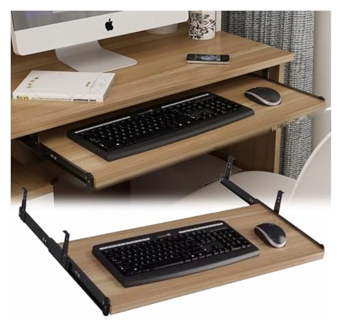 CSYQPDMBDL Tastaturablage, Tastaturschublade, Holz/Ausziehbare Tastaturschublade unter dem Schreibtisch, ergonomische Schreibtischverlängerung for Gaming im Büro(Walnut,60x27cm/24 x11) von CSYQPDMBDL