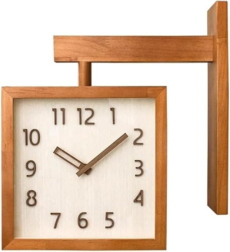 CSYQPDMBDL Vintage Wanduhr, küchenuhr, Doppelseitige Uhr aus Massivholz for den Heimgebrauch, einfache Wanduhr for Aufhängen, geeignet for Wohnzimmer, Arbeitszimmer, Schlafzimmer(Brown) von CSYQPDMBDL