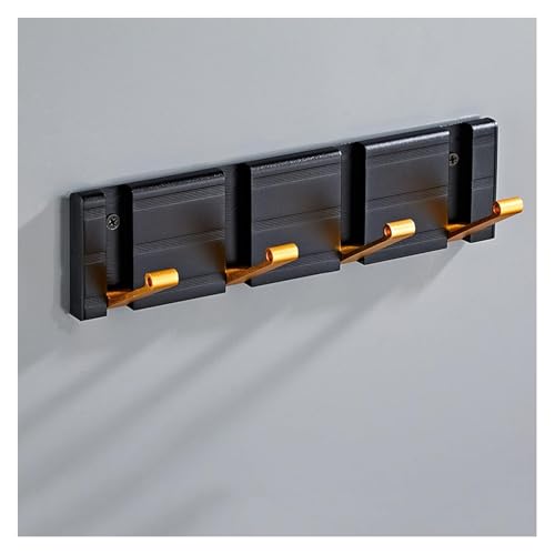 CSYQPDMBDL Wandgarderobe, Garderobenhaken, Kleiderhaken wand, Klappbarer Kleiderbügel zur Wandmontage, moderner schwarzer Kleiderhaken zur Wandmontage, platzsparender Kleiderbügel(B-4hooks) von CSYQPDMBDL