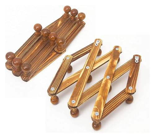 CSYQPDMBDL Wandgarderobe, Garderobenhaken, Kleiderhaken wand, Kleiderhaken, Ausziehbare Garderobenständer Wandmontage Holz Mit 10 Haken Schlafzimmer Aufbewahrungsschraube, 2er-Set(A) von CSYQPDMBDL