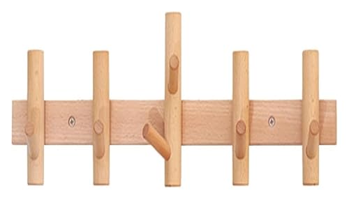 CSYQPDMBDL Wandgarderobe, Garderobenhaken, Kleiderhaken wand, Mit Buche Massivholzplatte 4~13 Haken Schiene Wandhalterung for Aufhängen von Mänteln Kleidung Taschen(50 * 14cm) von CSYQPDMBDL