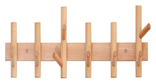 CSYQPDMBDL Wandgarderobe, Garderobenhaken, Kleiderhaken wand, Mit Buche Massivholzplatte 4~13 Haken Schiene Wandhalterung for Aufhängen von Mänteln Kleidung Taschen(60 * 14cm) von CSYQPDMBDL